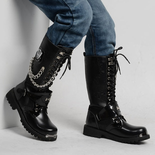 AliExpress Large Size High Top Boots Korean Style Fashionable Martin Boots Men's Baita Leather Boots British High Barrel Men's Cross-Border