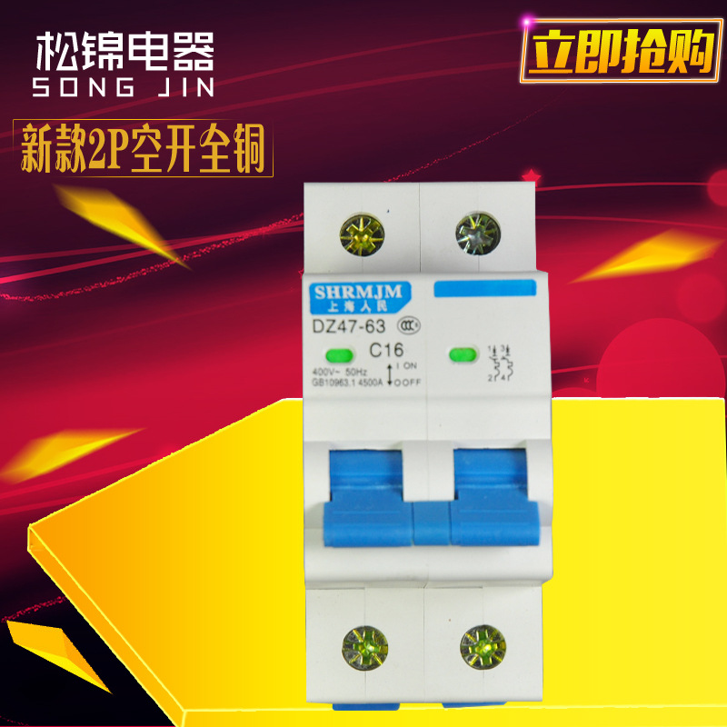 【厂家现货】新款家用装修全铜空气开关小型断路器 DZ47 2P空开
