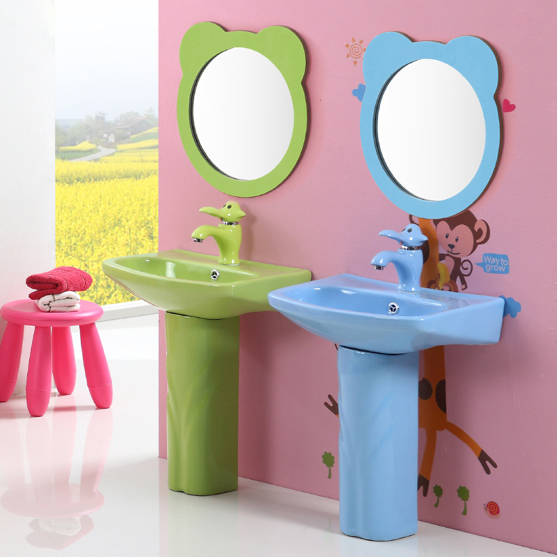 Espejo de baño para niños jardín de infantes baño colorido girasol dibujos animados pequeño animal lavabo espejo