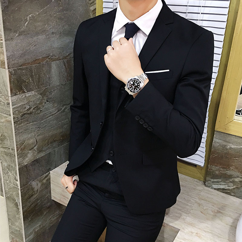 Korean-style Business Formal Suit Professional Suit Men's Three-piece Suit Slim-fit Best Man and Groom Wedding Dress