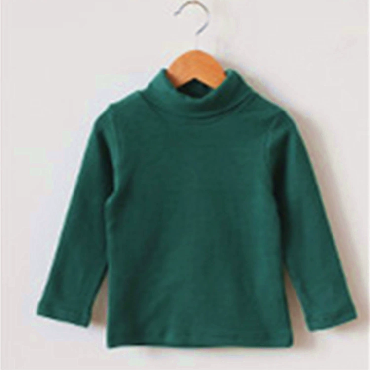 Children's Demi-Season T‑Shirt, Body‑Friendly Cotton, Long Sleeve, High Collar, Korean Style