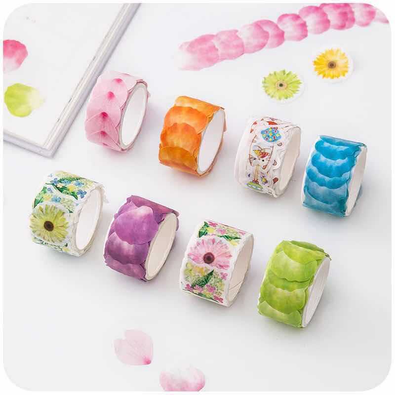 卡通小花瓣胶带 手帐水彩花朵 日本DIY花瓣 和纸胶带随机混配
