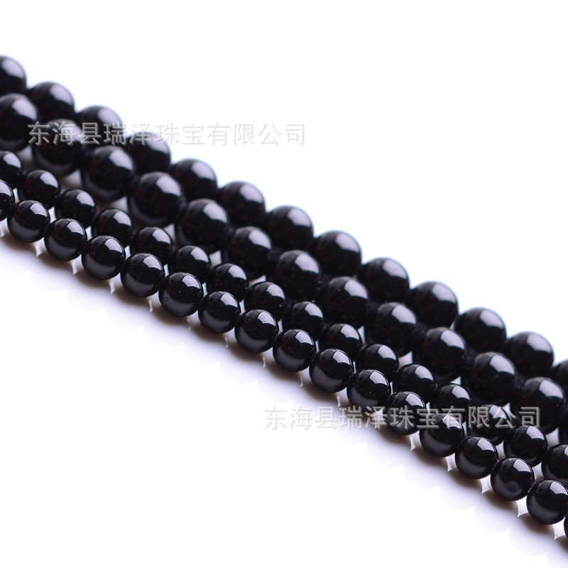 批发仿黑玛瑙圆珠半成品黑石散珠DIY水晶手链项链饰品配件