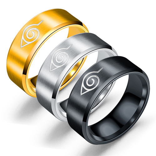 Japanese and Korean jewelry animation peripheral Naruto ring stainless steel jewelry titanium steel jewelry men's ring engraving