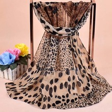 经典女士豹纹雪纺印花丝巾纱巾 欧美货源现货小长巾批发