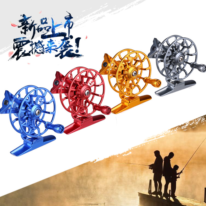 Toda la rueda de balsa de aleación de aluminio rueda bobinadora rueda de pesca con mosca rueda delantera carrete de pesca pescado rueda de pesca engranaje de pesca fábrica al por mayor