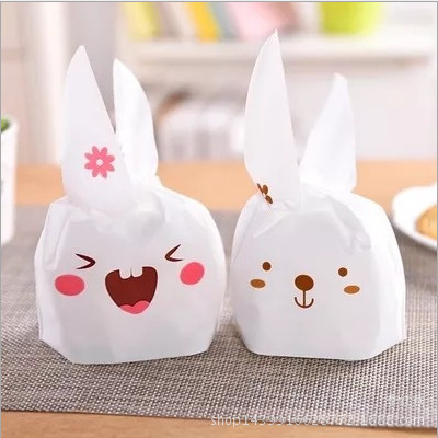 包装袋长耳朵兔萌趣牛轧糖果袋饼干喜糖点心袋塑料打包50只装