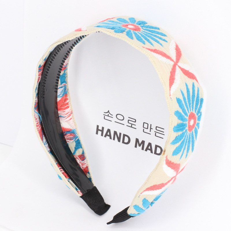 Corea del Sur tocado vintage bohemio Totem bordado estilo étnico anudado diadema europea y americana banda de Pelo elástico B503