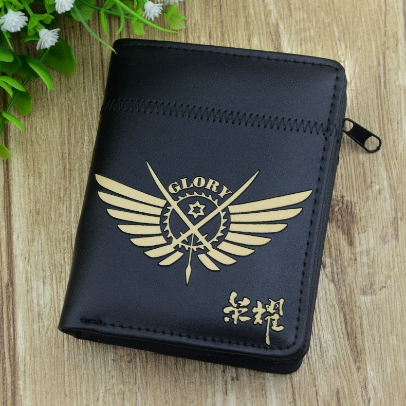 Zipper coin purse (anime style) black, card holder wallet, lightweight 0.099 kg
