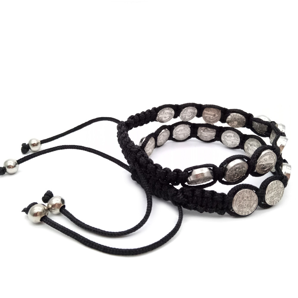 Creative cultural and creative jewelry, Benedictine alloy woven Chinese knot prayer bead bracelet, adjustable handmade bracelet beads.