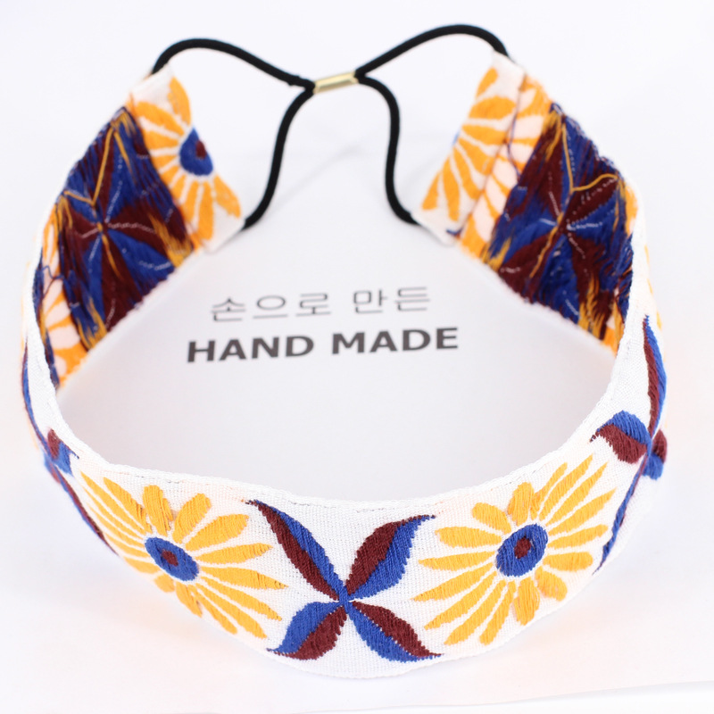 Corea del Sur tocado vintage bohemio Totem bordado estilo étnico anudado diadema europea y americana banda de Pelo elástico B503