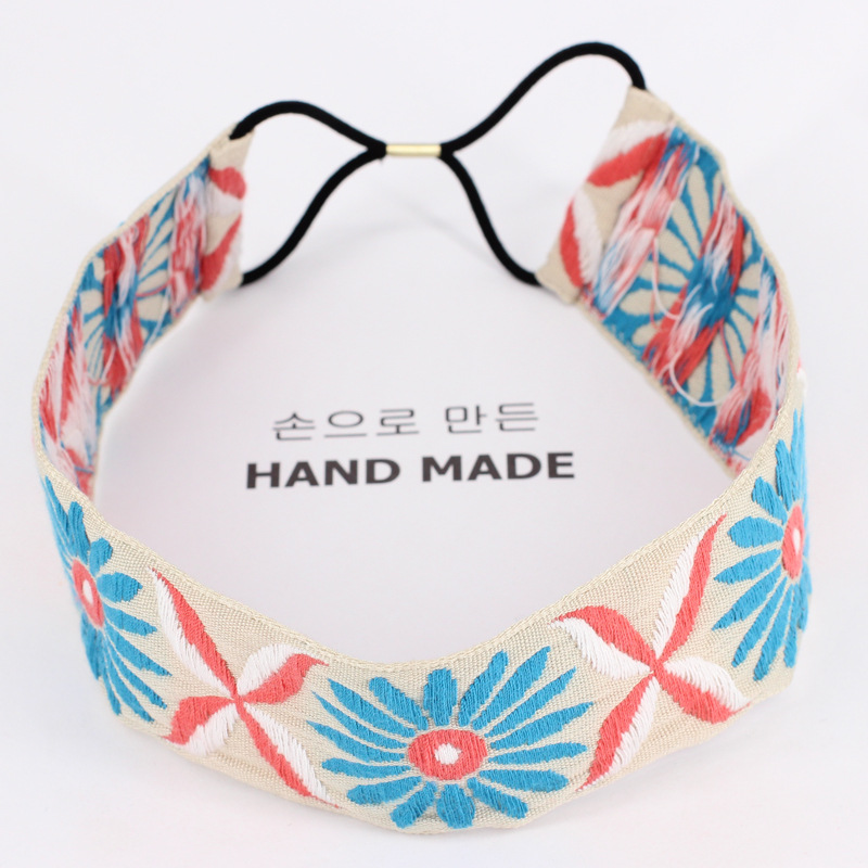 Corea del Sur tocado vintage bohemio Totem bordado estilo étnico anudado diadema europea y americana banda de Pelo elástico B503