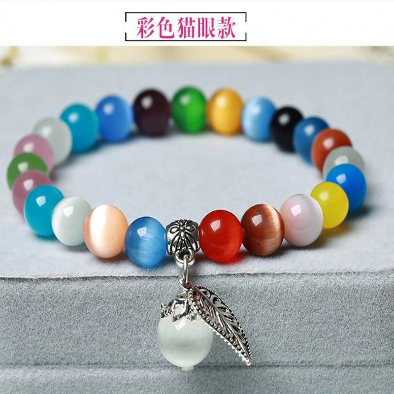 Cat's Eye Bead Bracelet, women's ethnic-style crystal bracelet, assorted colors