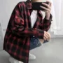 宽松撞色格子男士衬衣