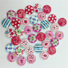 彩绘木纽扣 服装辅料 两眼15mm木质面包扣 100个一包