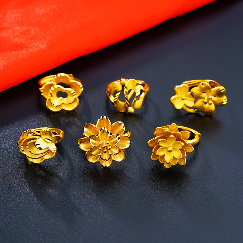 Gold Plated Velvet Flower Ring for Women Daily Wear