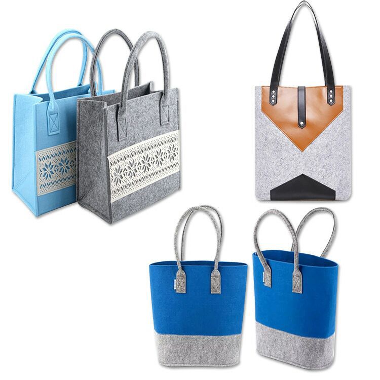 毛毡手提包 毛毡收纳袋 大容量购物包毛毡购物袋广告袋