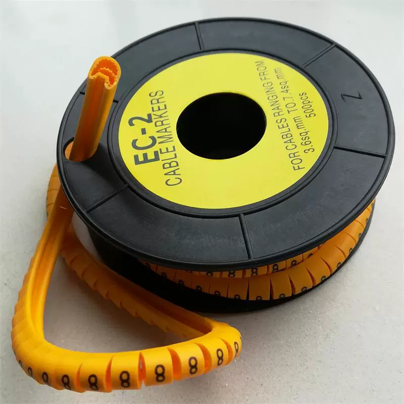 EC-2/EC-J Пластиковый номерной знак Keyi мягкий ПВХ номерная трубка Желтый Черный Ярлык с надписью