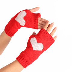 Hand warm knitted loopy heart gloves, suitable for autumn and winter, protecting hands, with a heart shape, for students and computers