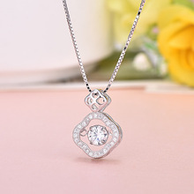 冠铭银饰四叶草跳动灵动吊坠925银微镶钻饰品 百搭女款锁骨链批发