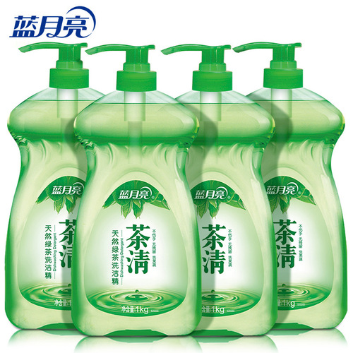 Blue Moon Tea Cleaning Detergent 1kg*4 High-efficiency Oil Removal Food-Safe Warm and Large Bottle Fruit and Vegetable Tableware Cleaner