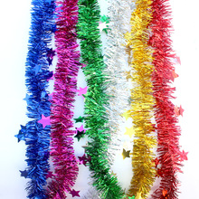 2024圣诞装饰用品塑料星星彩条彩带婚庆节日装饰场景布置毛条拉花