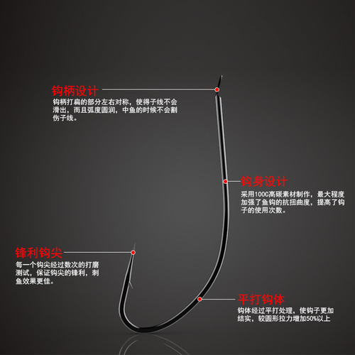 Akita fox fish hook with black red worm earthworm long handle thin strip traditional fishing crucian carp winter fishing lake library fishing hook bag