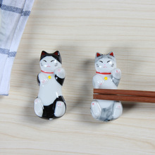 家居饰品餐厅筷子托 陶瓷黑猫ZAKKA筷子架 陶瓷餐具工艺品 A-438