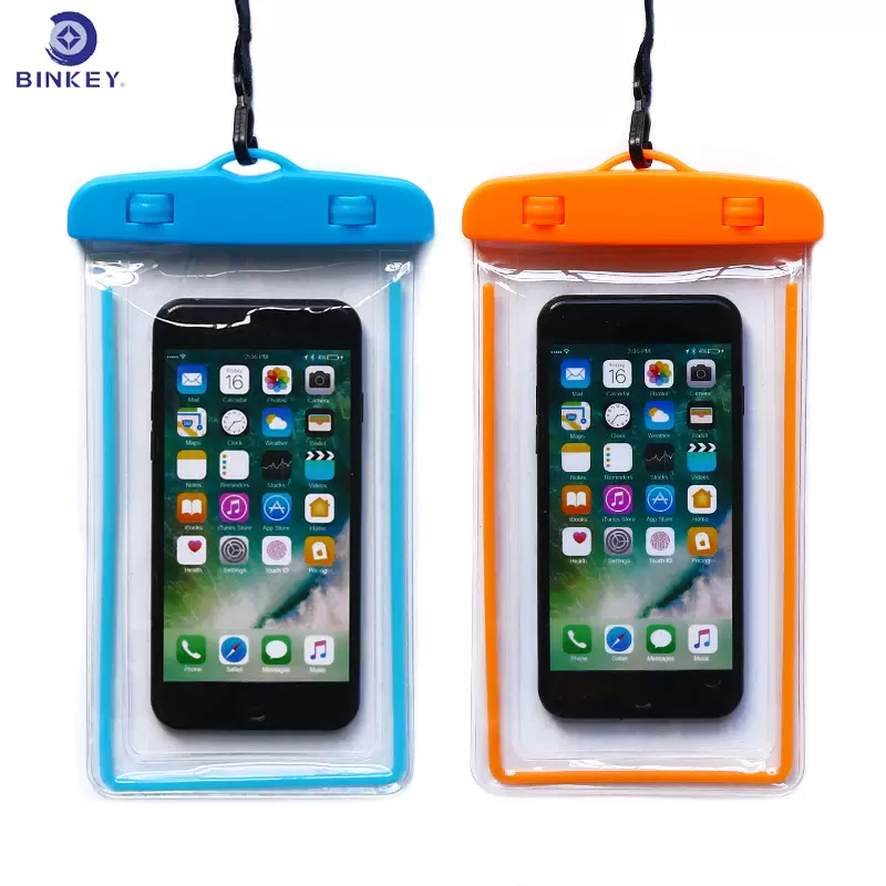 夜光防水手机袋 户外运动挂脖手机套PVC透明触屏防水袋子厂家批发