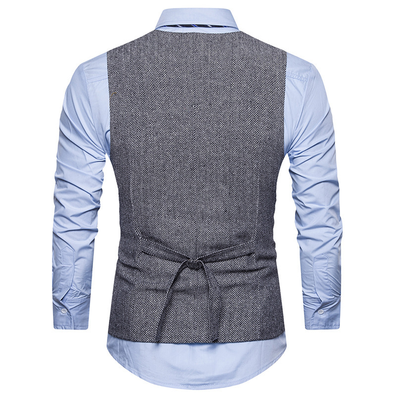 Foreign Trade Men's Spring and Autumn New Solid Color Double-breasted Vest Men's Korean Style Slim-fit Men's Suit Vest