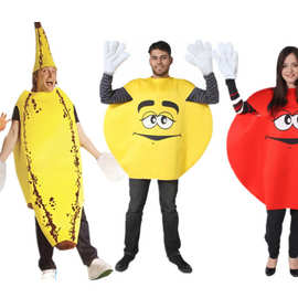 万圣节成人男女Cosplay香蕉服酒吧派对表演服M豆情侣装熟香蕉服