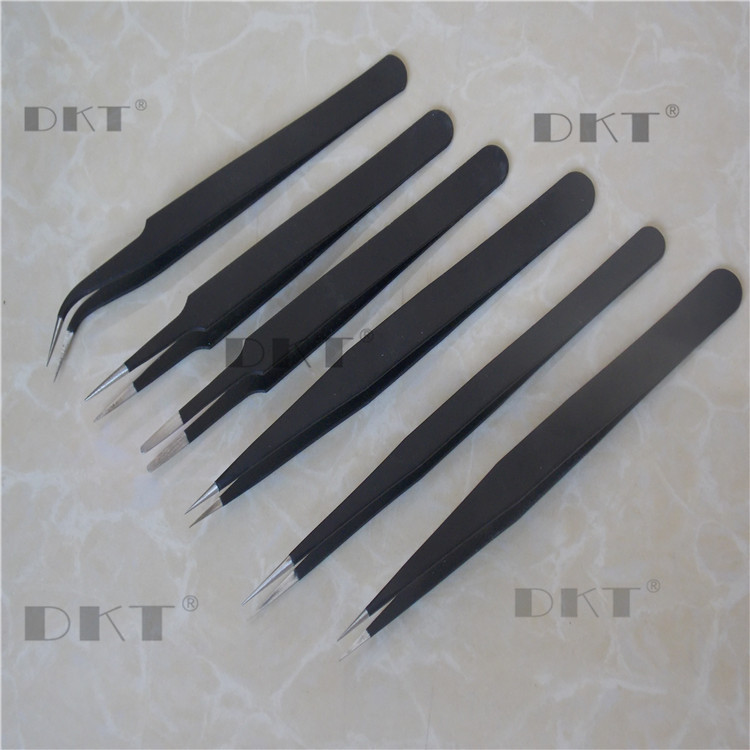 不锈钢黑色镊子10 11 12 13 14 15尖头/弯头镊子 加硬不锈钢镊子