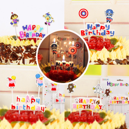 Hot Selling Birthday Letter Candles Wholesale Captain America Happy Birthday Creative Cartoon Letter Cake Candles