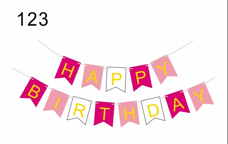 Copyright Feliz cumpleaños estampado letras de cola de pez bandera de color tirar de flores fiesta tirar de la bandera de decoración de la fiesta