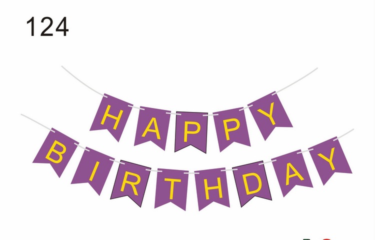 Copyright Feliz cumpleaños estampado letras de cola de pez bandera de color tirar de flores fiesta tirar de la bandera de decoración de la fiesta