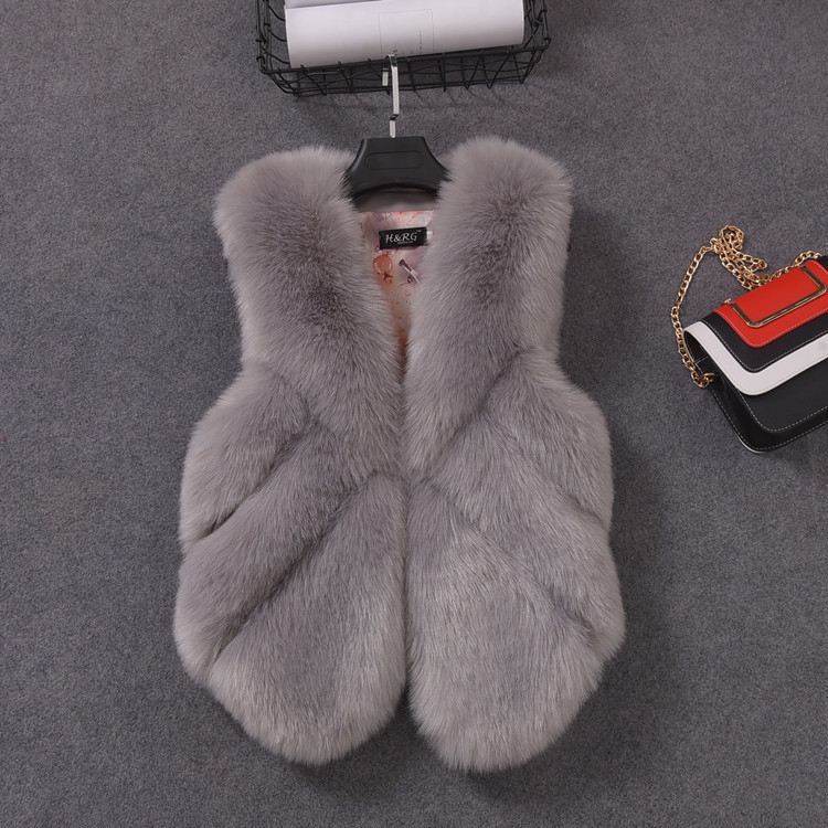 2026 Autumn and Winter New Style Imitation Fox Fur Vest Women's Fashion Jacket Mid-Length Artificial Fur Splicing Vest