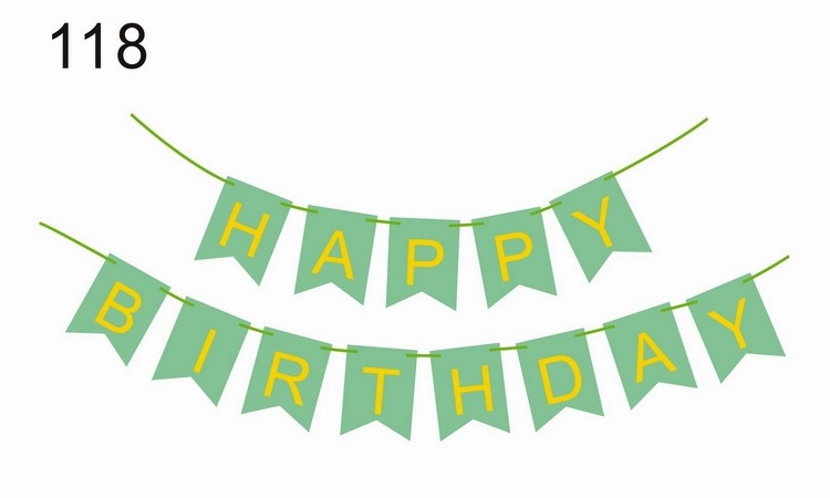 Copyright Feliz cumpleaños estampado letras de cola de pez bandera de color tirar de flores fiesta tirar de la bandera de decoración de la fiesta