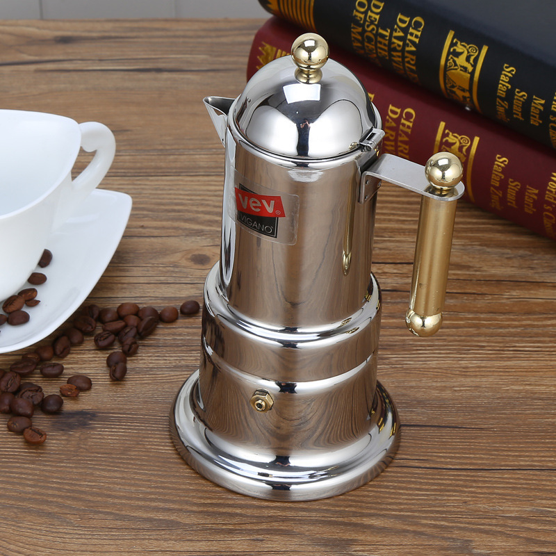 High-end Italian VEV Stainless Steel Concentrated Coffee Pot Household Moka Pot Extractive Coffee Maker Thickened One-piece Hair High-end Italian VEV Stainless Steel Concentrated Coffee Pot Household Moka Pot Extractive Coffee Maker Thickened One-piece Hair