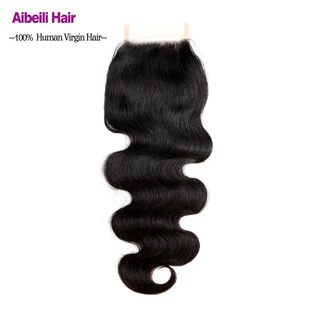 许昌发制品厂 真人发假发 lace closure 4*4 发块 body wave 配件