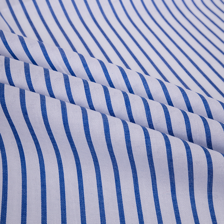 厂家直供 全棉条子面料 精细提花布  衬衫连衣裙色织条纹面料现货