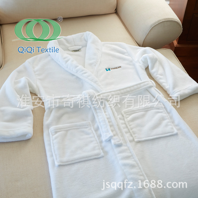 珊瑚绒浴袍法兰绒浴衣加工生产印LOGO冬季男女睡袍家居服保暖长袖