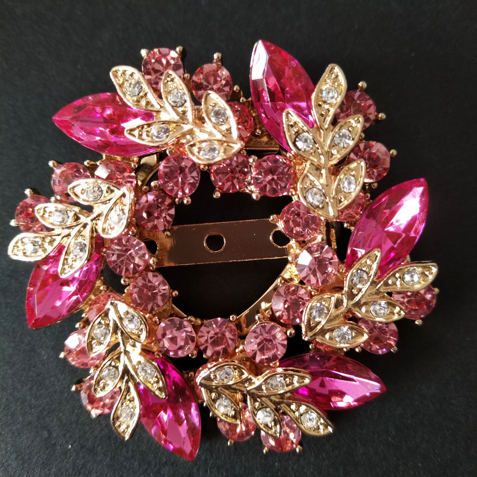 Brooch pin, light‑luxury crystal wreath, multicolor and K9 crystal options