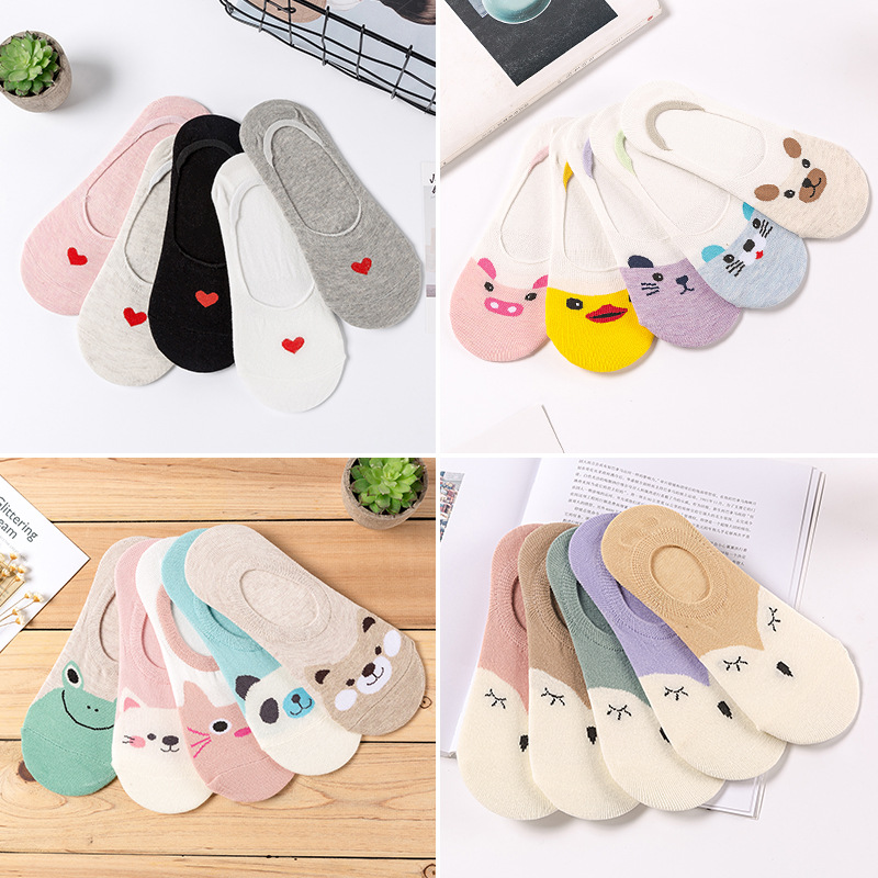 Spring and summer women's invisible socks women's socks silicone non-slip low-cut cute cartoon college style Japanese style wholesale