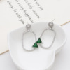 Silver needle, earrings, geometric fashionable zirconium, Korean style, silver 925 sample