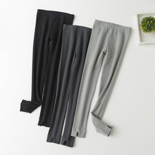 秋冬精品棉黑色外穿打底裤长裤 磨毛显瘦小脚裤前开叉靴裤女潮