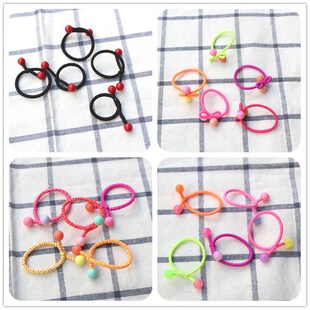 Korean version of children's bow hair ring creative beaded cartoon tie rope Yiwu jewelry small gift wholesale