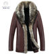 Winter New Raccoon Big Fur Collar Fur One Men's Haining Mid-length Fur Thickened Coat Genuine Leather Coat