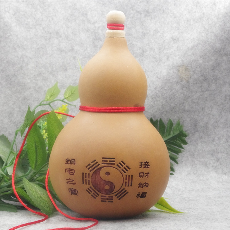 供应天然葫芦酒葫芦 葫芦批发 八卦图，观音，招财等 高15～17cm
