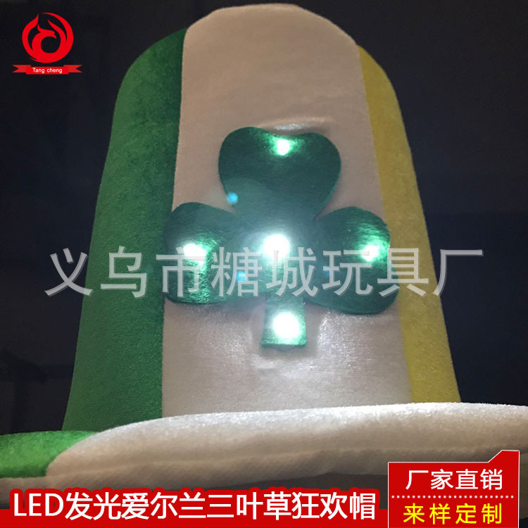 LED luminoso sombrero fiesta sombrero irlandés Festival sombrero trébol sombrero afortunado rendimiento suministros Topper