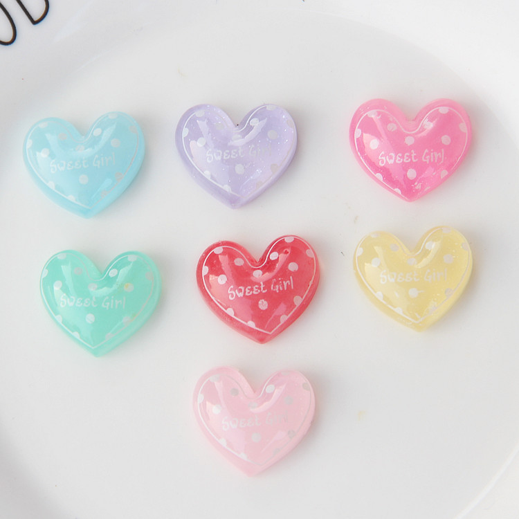 透明闪粉树脂爱心桃心贴片 滴胶手机壳diy材料儿童头饰发饰配件